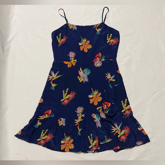 Madewell Silk Ruffle-Wrap Cami Dress in Bird of Paradise - Picture 4 of 16